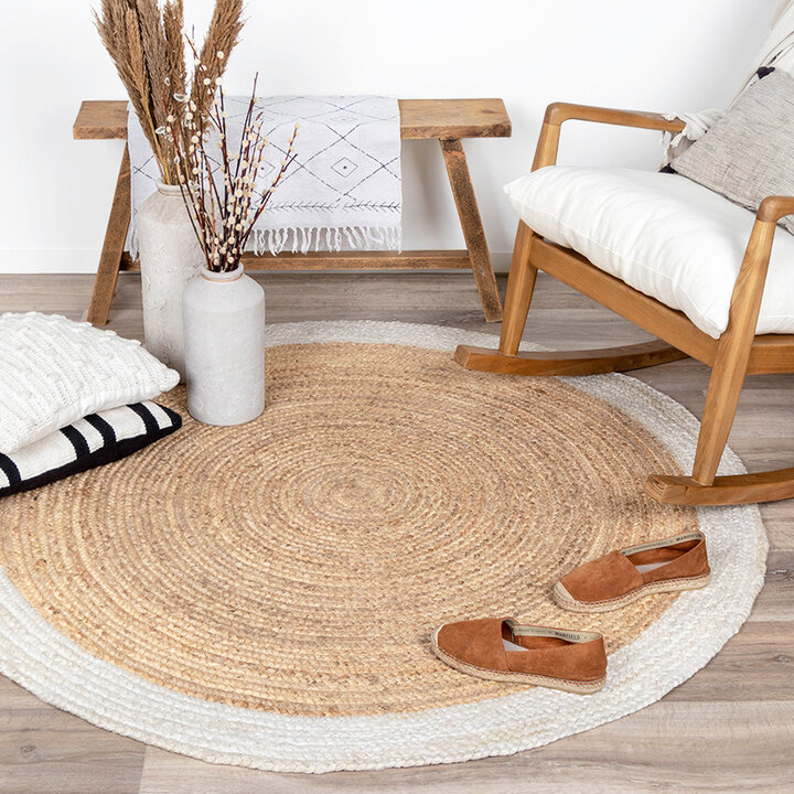 Jute Matta - Fair Rund Natur/Vit - 3