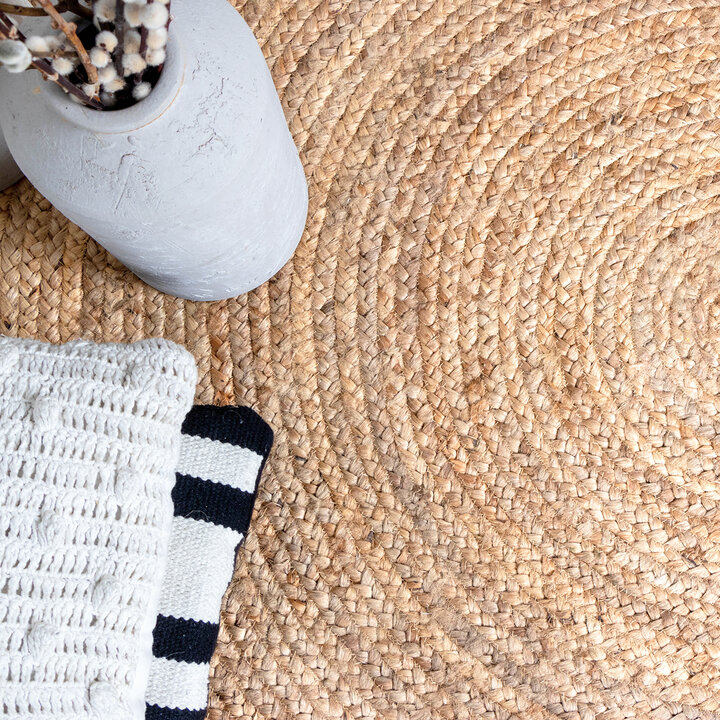 Jute Matta - Fair Rund Natur/Vit - 4