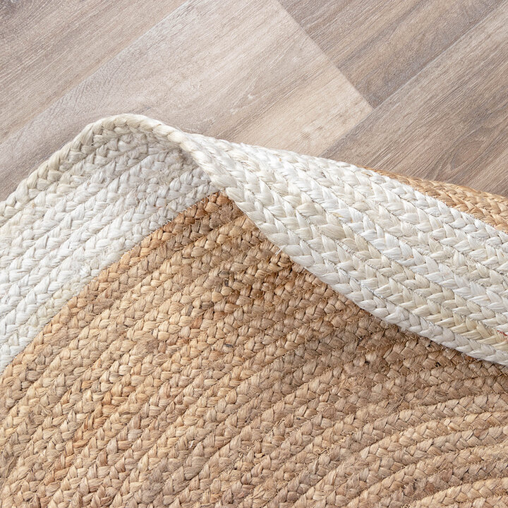 Jute Matta - Fair Rund Natur/Vit - 6