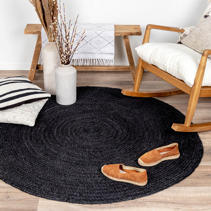 Jute Matta - Fair Rund Svart - 3