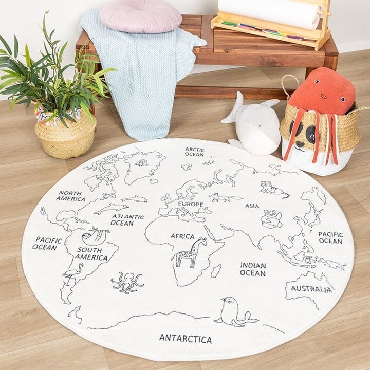 Rund Barnmatta - Globe Gräddvit