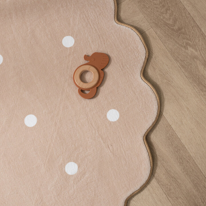 Rund Matta För Barnrum - Cloudy Dots Beige - 5