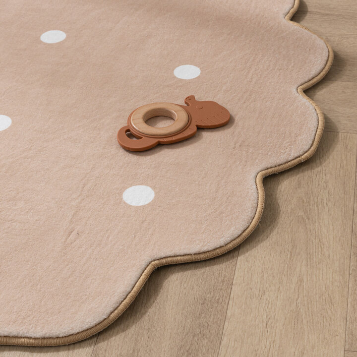 Rund Matta För Barnrum - Cloudy Dots Beige - 6