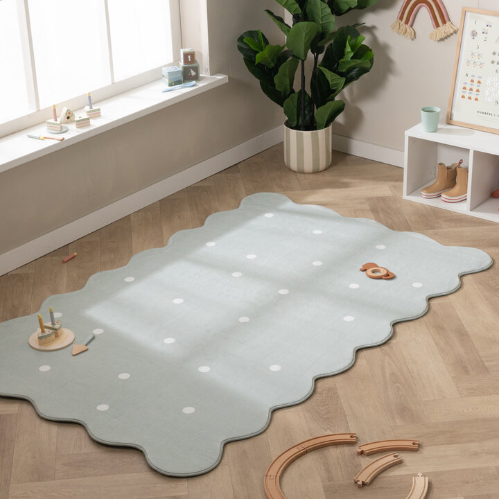 Barnrumsmatta - Cloudy Dots Mintgrön