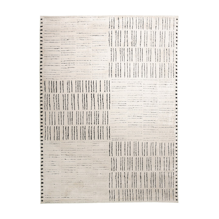 Skandinavisk Matta - Yune Lines Gräddvit/Svart - 1