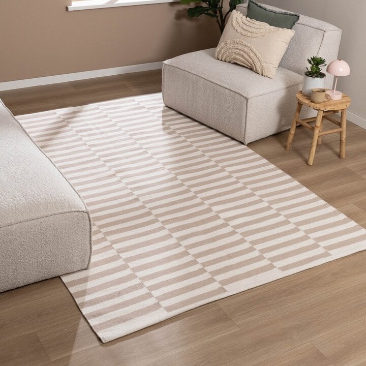 Randig Modern Matta - Dazzle Blocks Beige/Vit