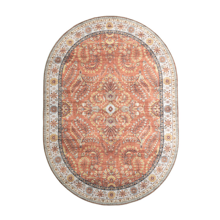 Oval Utomhusmatta Vintage - Santo Flora Terrakotta - 1