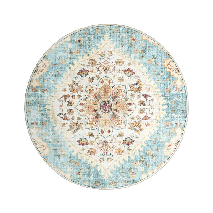 Rund Vintage Utomhusmatta - Santo Mandala Ljusblå - 1