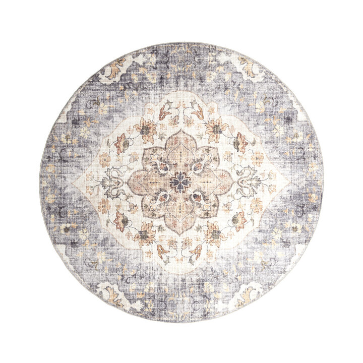 Rund Vintage Utomhusmatta - Santo Mandala Blå/Grå - 1