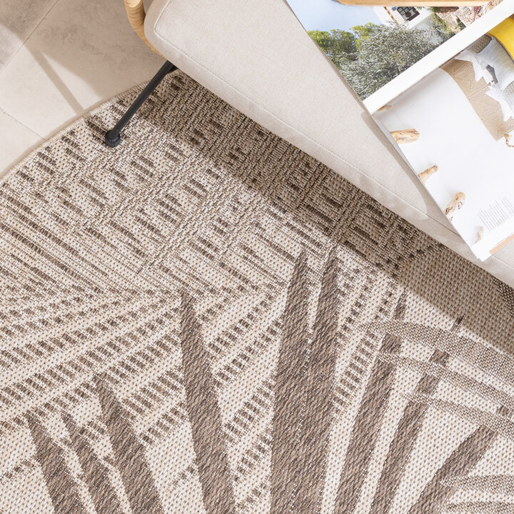 Rund Utomhusmatta - Tiga Palm Taupe - 2