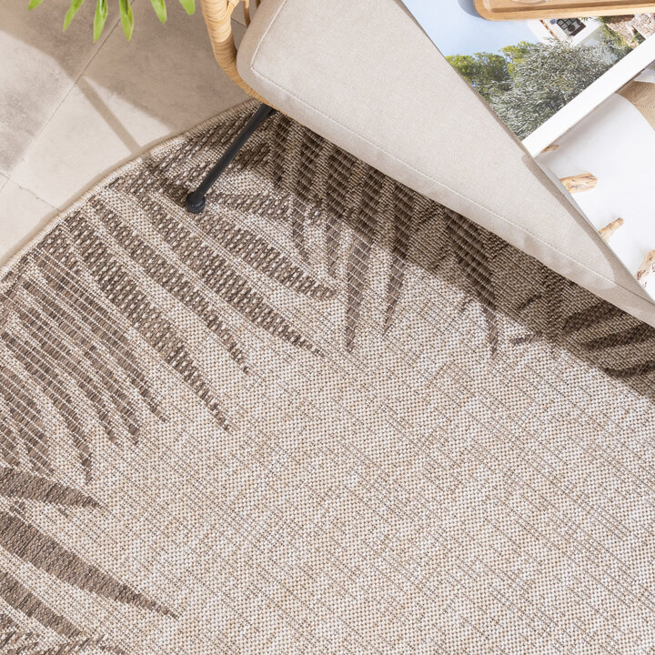 Rund Utomhusmatta - Tiga Edge Taupe - 2