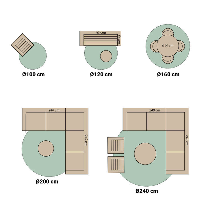 Rund Utomhusmatta - Tiga Edge Taupe - 7