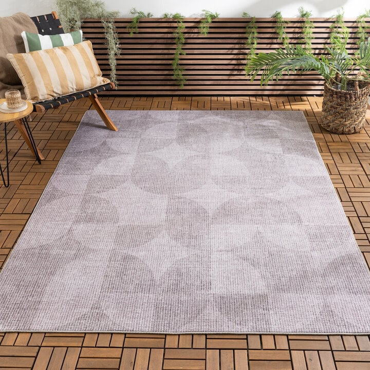 Abstrakt Utomhusmatta - Groovy Tiles Grå