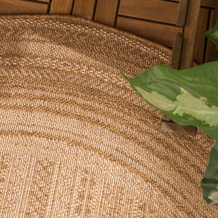 Rund Utomhusmatta I Jute - Mavi Stripes Gräddvit/Brun - 2