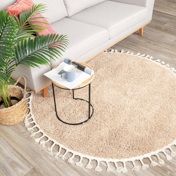Rund Matta Med Hög Lugg  - Lofty Fringe Beige - 3
