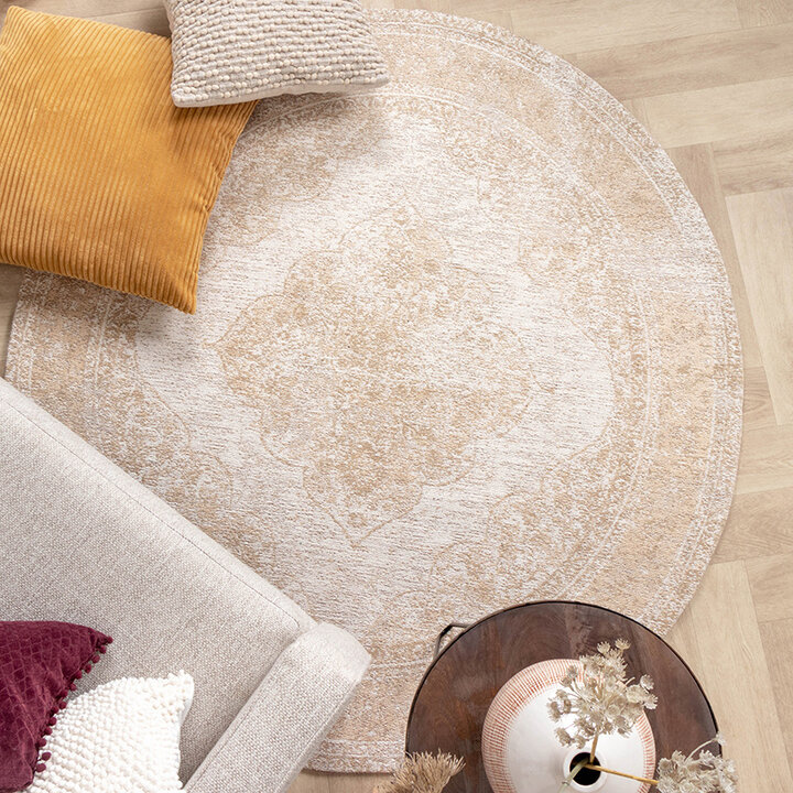 Rund Matta I Vintagestil - Admire Beige - 2