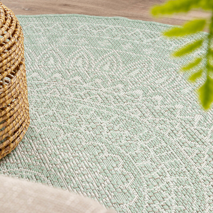 Rund Utomhusmatta - Summer Aztec Mintgrön - 5