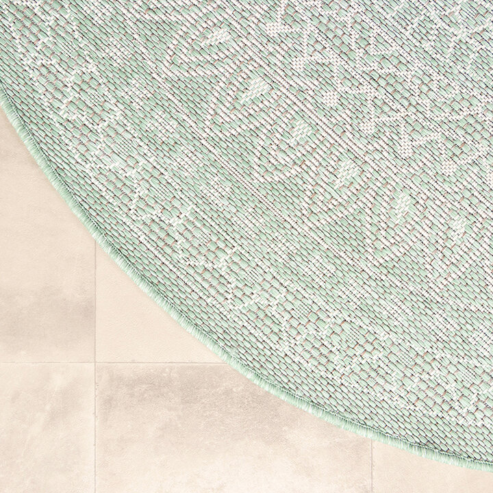Rund Utomhusmatta - Summer Aztec Mintgrön - 7