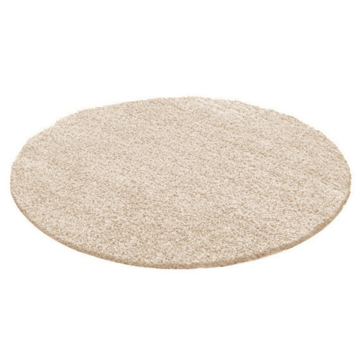 Rund Matta Med Hög Lugg  - Solid Beige - 1