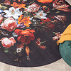 Rund Blommig Matta - Florine Svart/Orange - thumbnail 2