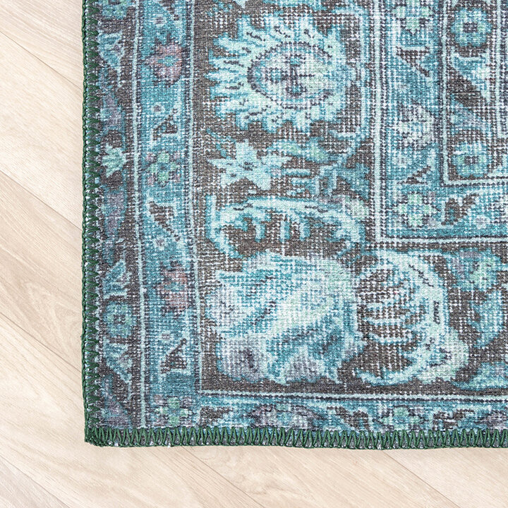 Matta I Vintagestil - Estate Medaillon Blågrön - 7