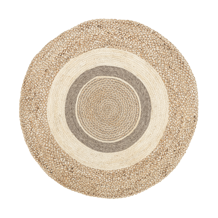Rund Jute Matta - Mirai Border Vit/Blandning - 1