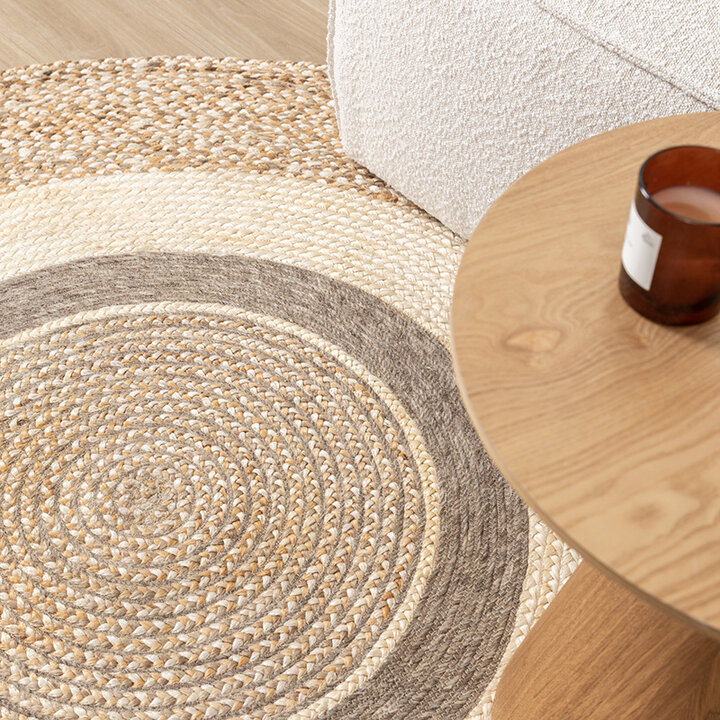 Rund Jute Matta - Mirai Border Vit/Blandning - 2