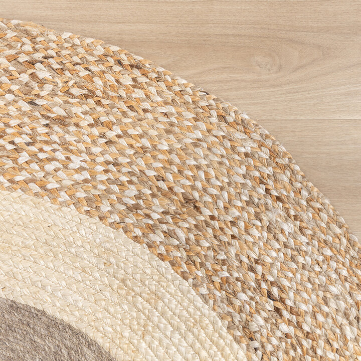 Rund Jute Matta - Mirai Border Vit/Blandning - 3