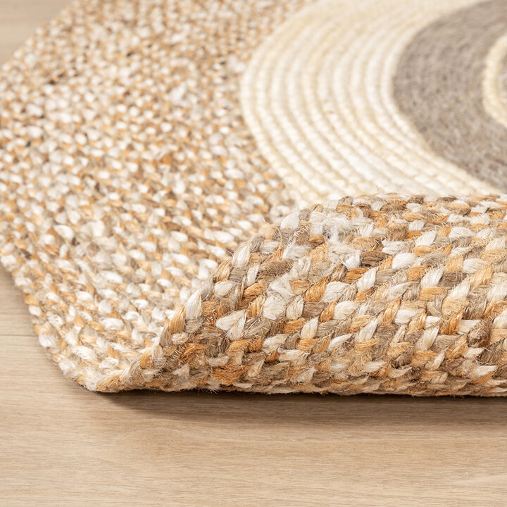 Rund Jute Matta - Mirai Border Vit/Blandning - 5