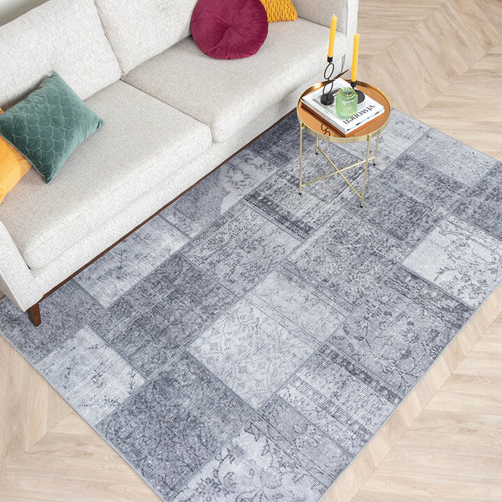 Vintage Lapptäckesmatta - Estate Patchwork Grå - 3