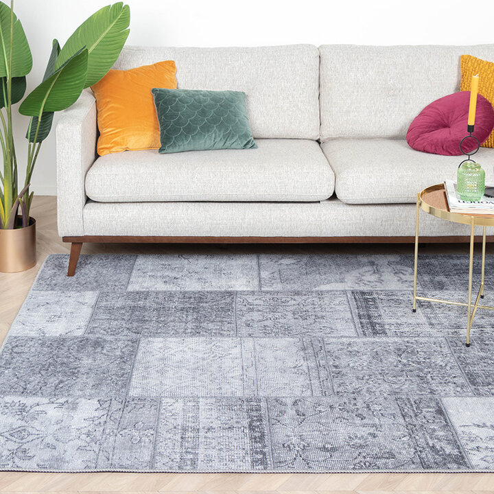 Vintage Lapptäckesmatta - Estate Patchwork Grå - 4