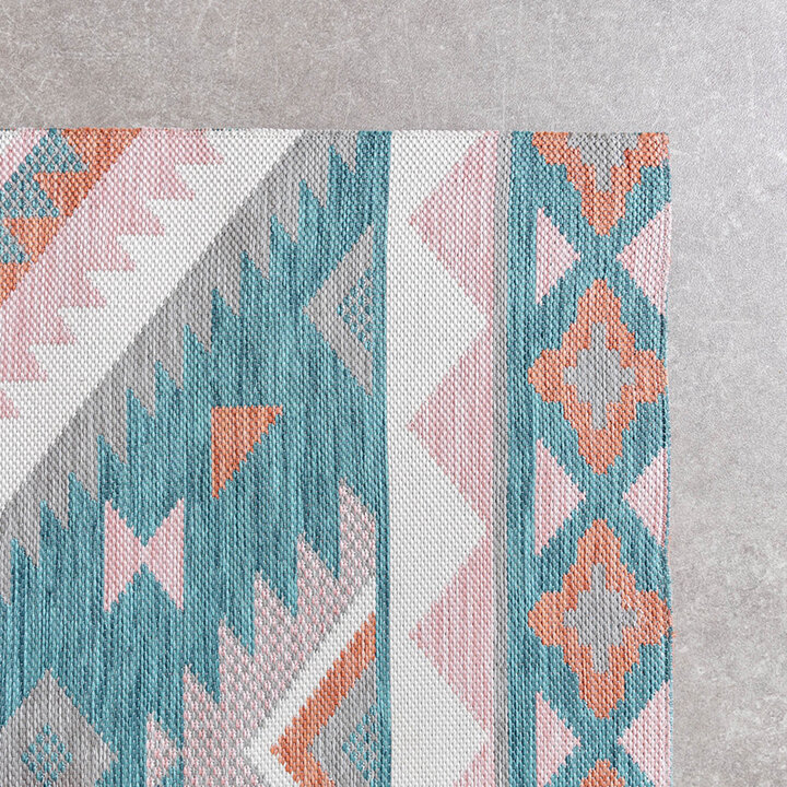 Bohemisk Utomhusmatta - Vedra Aztec Blå - 4
