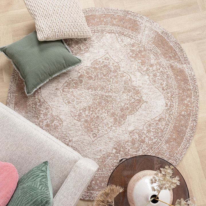 Rund Matta I Vintagestil - Admire Taupe - 2