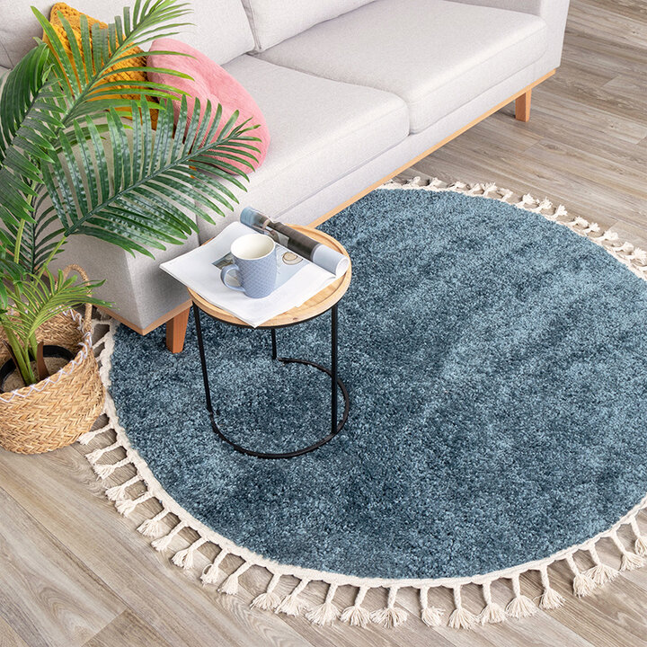 Rund Matta Med Hög Lugg  - Lofty Fringe Fringe Blå - 3