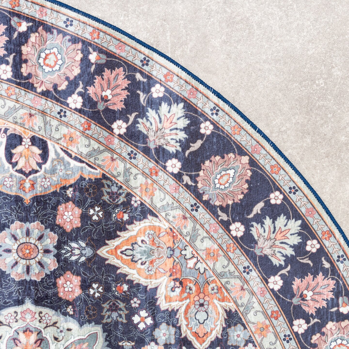 Rund Matta I Vintagestil - Imagine Oriental Blå - 4