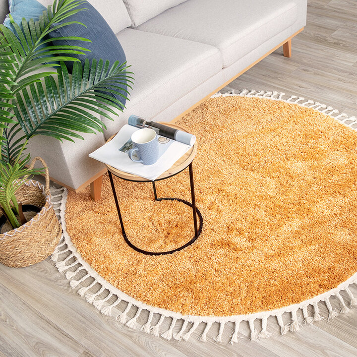 Rund Matta Med Hög Lugg  - Lofty Fringe Fringe Gul - 3