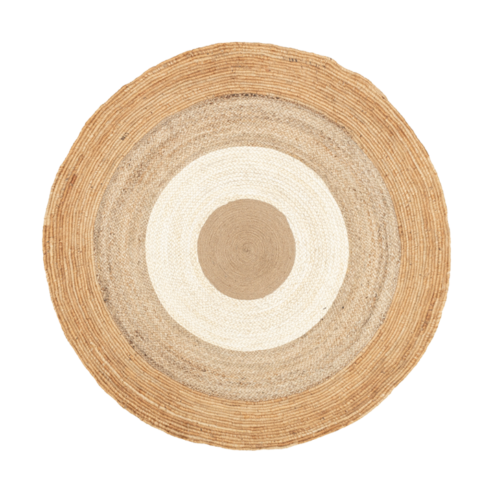 Rund Jute Matta - Mirai Border Vit/Natur - 1