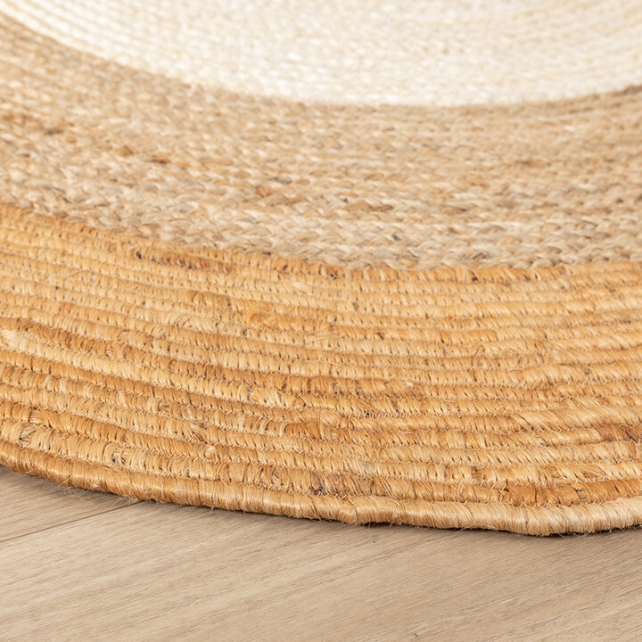 Rund Jute Matta - Mirai Border Vit/Natur - 4