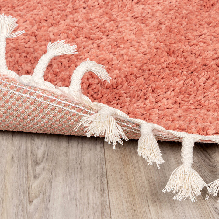 Rund Matta Med Hög Lugg  - Lofty Fringe Persikorosa - 5