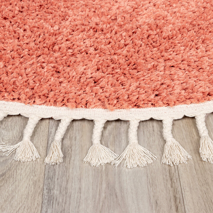 Rund Matta Med Hög Lugg  - Lofty Fringe Persikorosa - 6