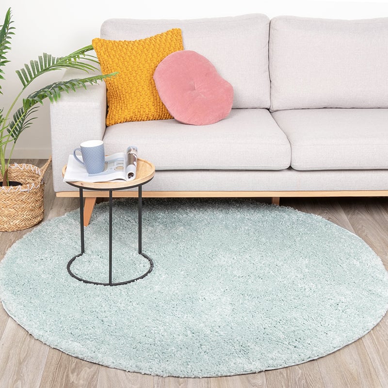 Rund Matta Med Hög Lugg  - Lofty Ljusblå