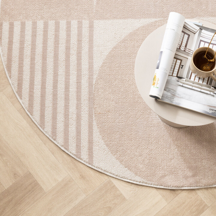 Rund Japandi-Matta - Aurora Circles Beige - 2