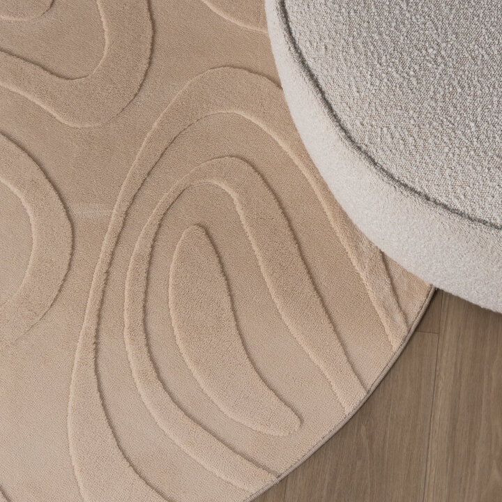 Rund Skandinavisk Matta - Charm Shapes Beige - 3