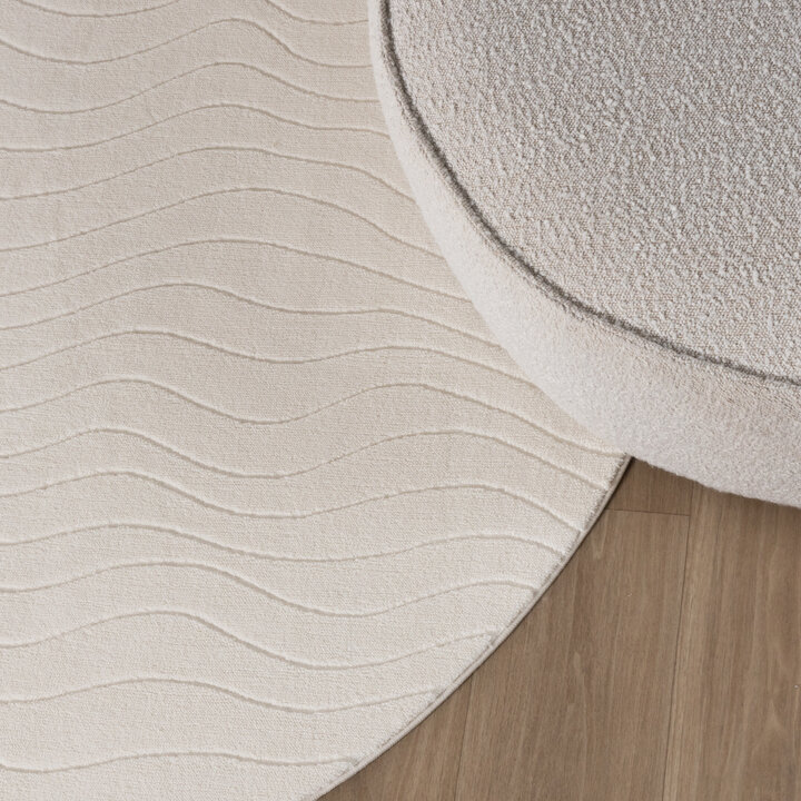 Rund Skandinavisk Matta - Charm Waves Vit - 3