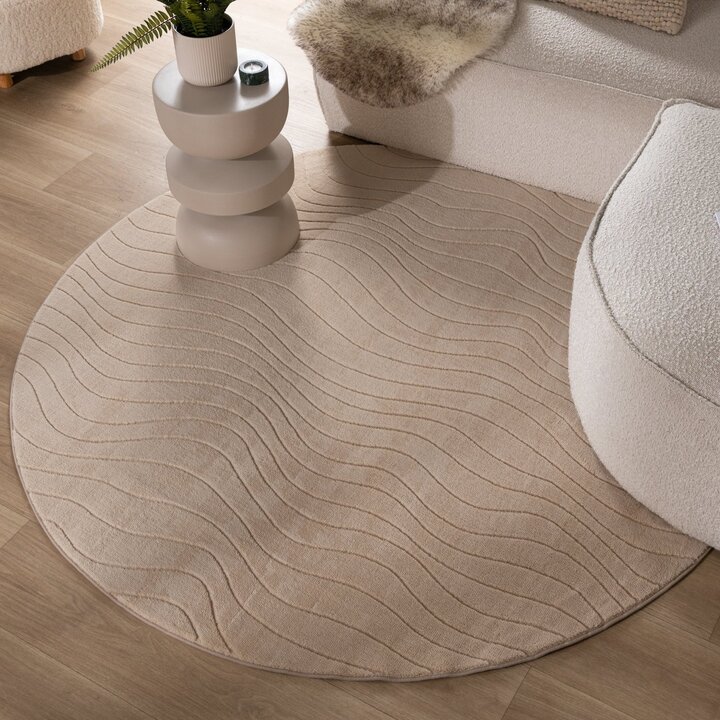 Rund Skandinavisk Matta - Charm Waves Beige