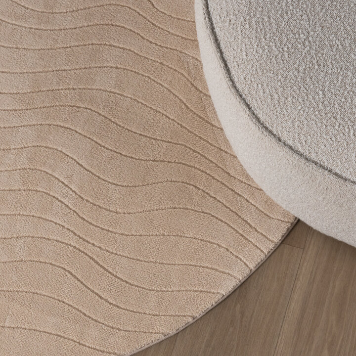 Rund Skandinavisk Matta - Charm Waves Beige - 3