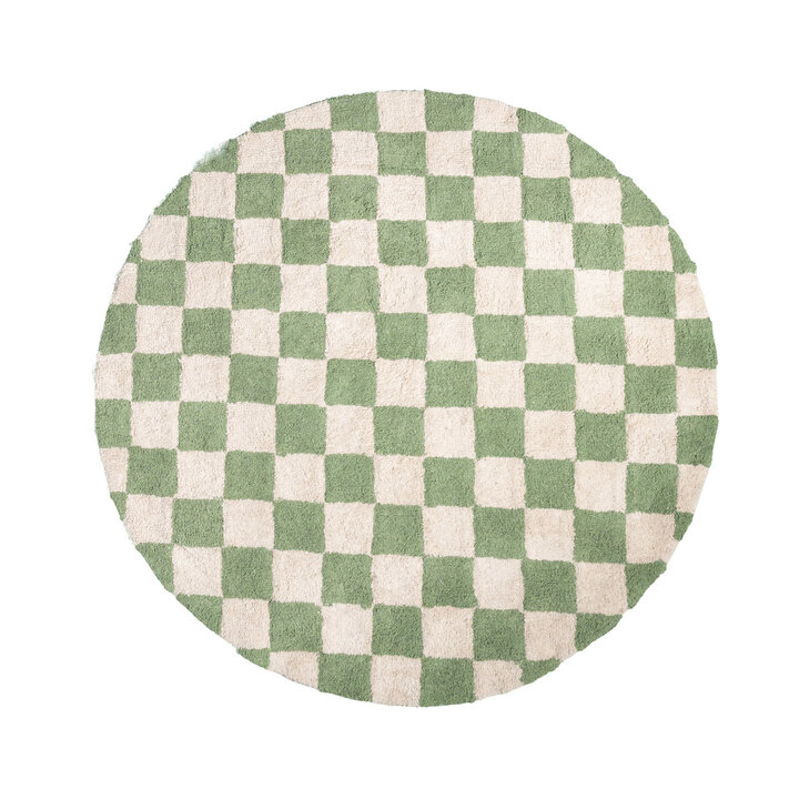 Rund Retromatta - Gambit Grön/Vit - 1