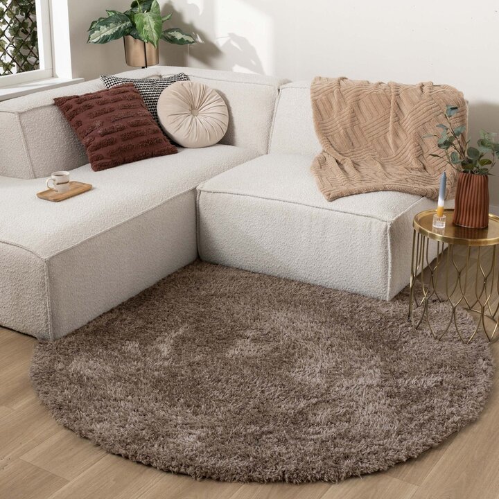 Rund Shagmattor - Blaze Taupe