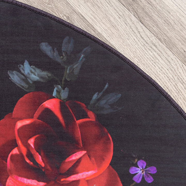 Rund Blommig Matta - Florine Svart/Rosa - 4