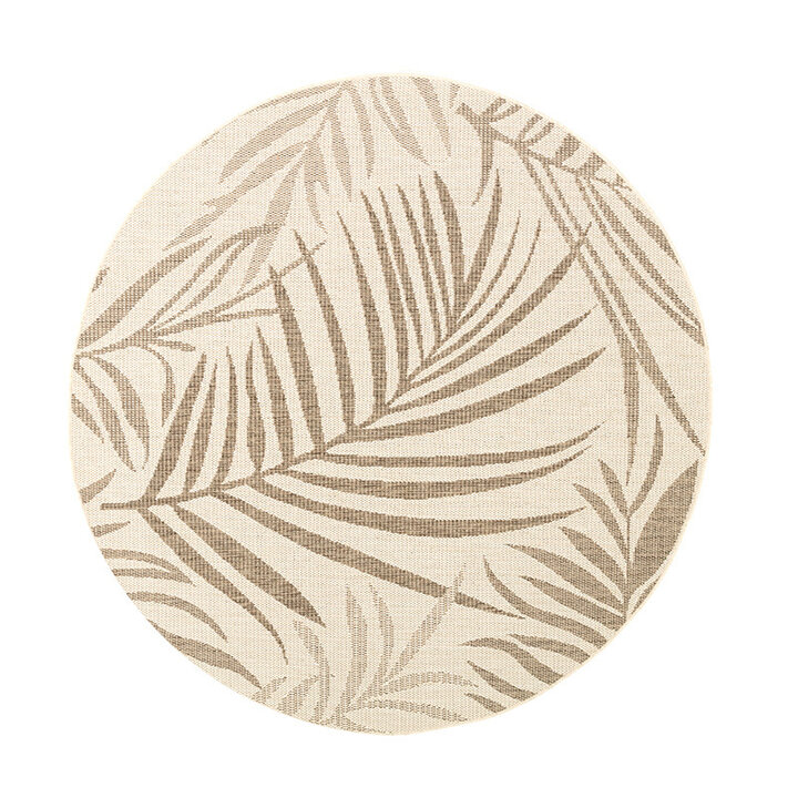 Rund Jute Utomhusmatta - Nomad Leaves Gräddvit - 1